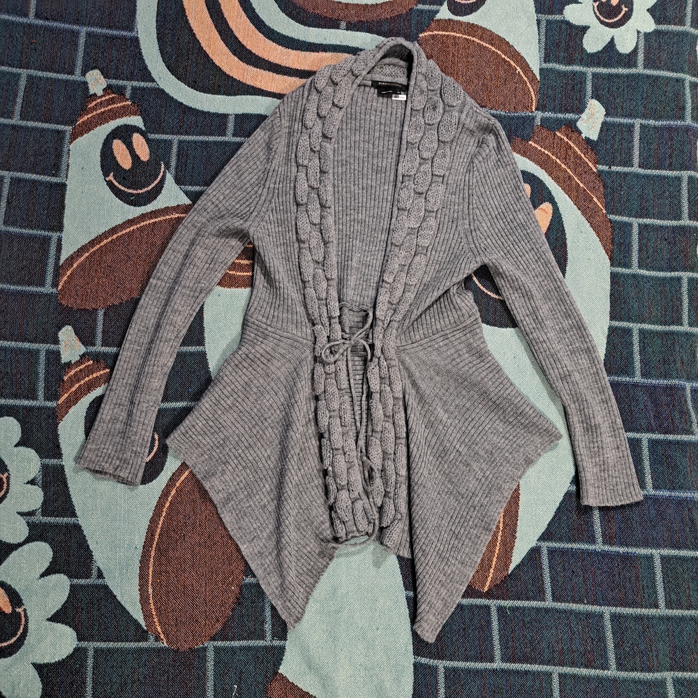 🌈BCBG MAXAZRIA KNIT CARDIGAN W/HANKERCHEIF HEM-XL